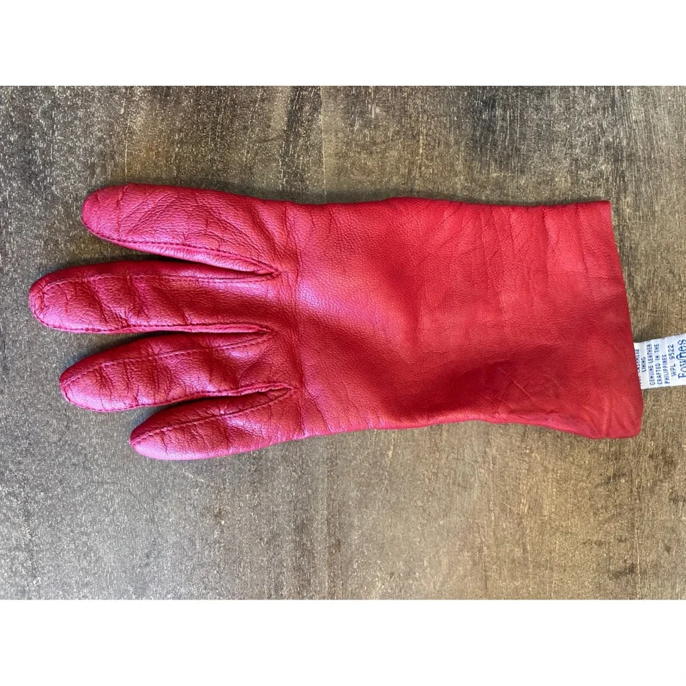 Fownes Red Leather Gloves Womens Size 7 Cashmere Lined Genuine Leather WPL 9522